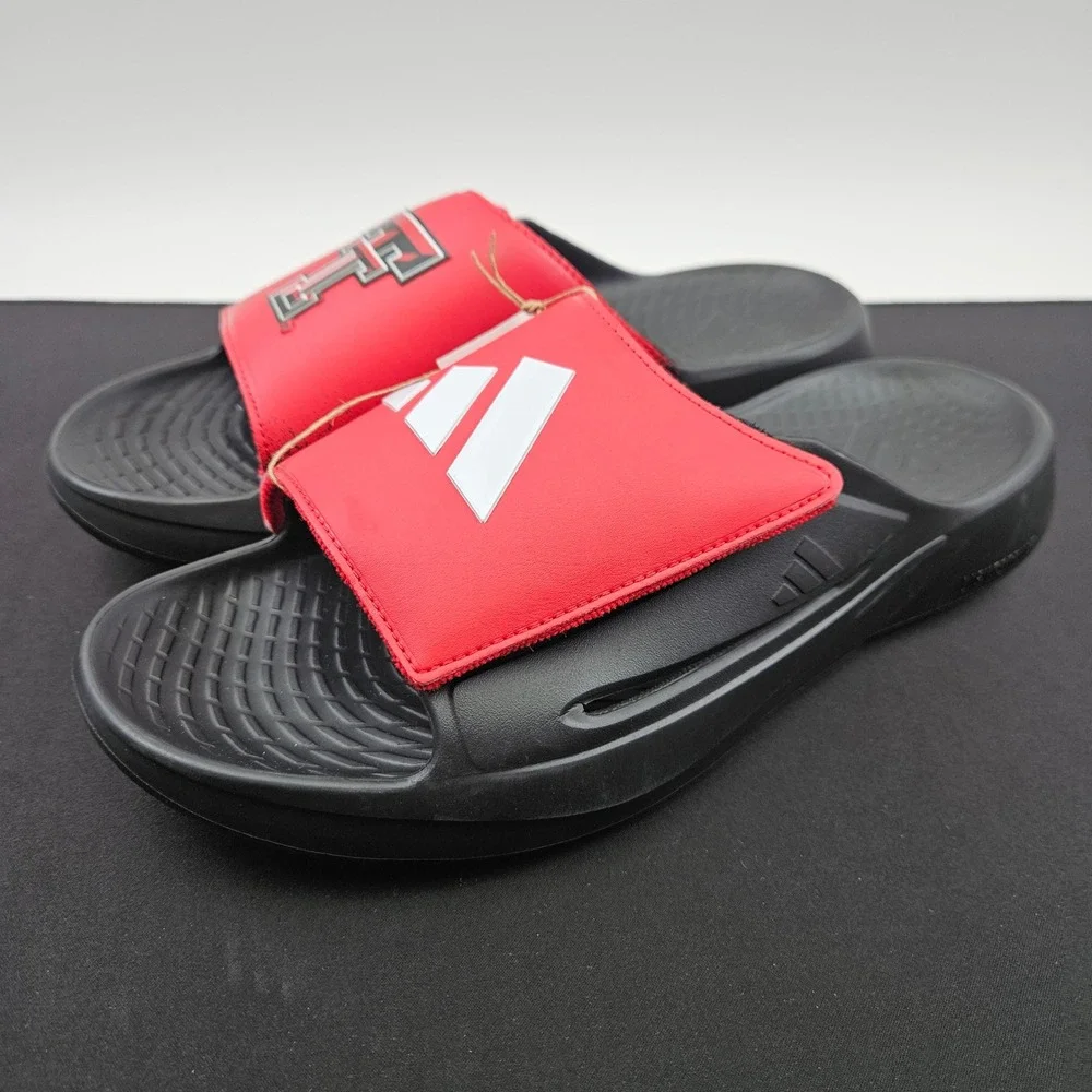 Adidas Lightblaze Slide Texas Tech Red Raiders Mens 13 Red Black Sandals New